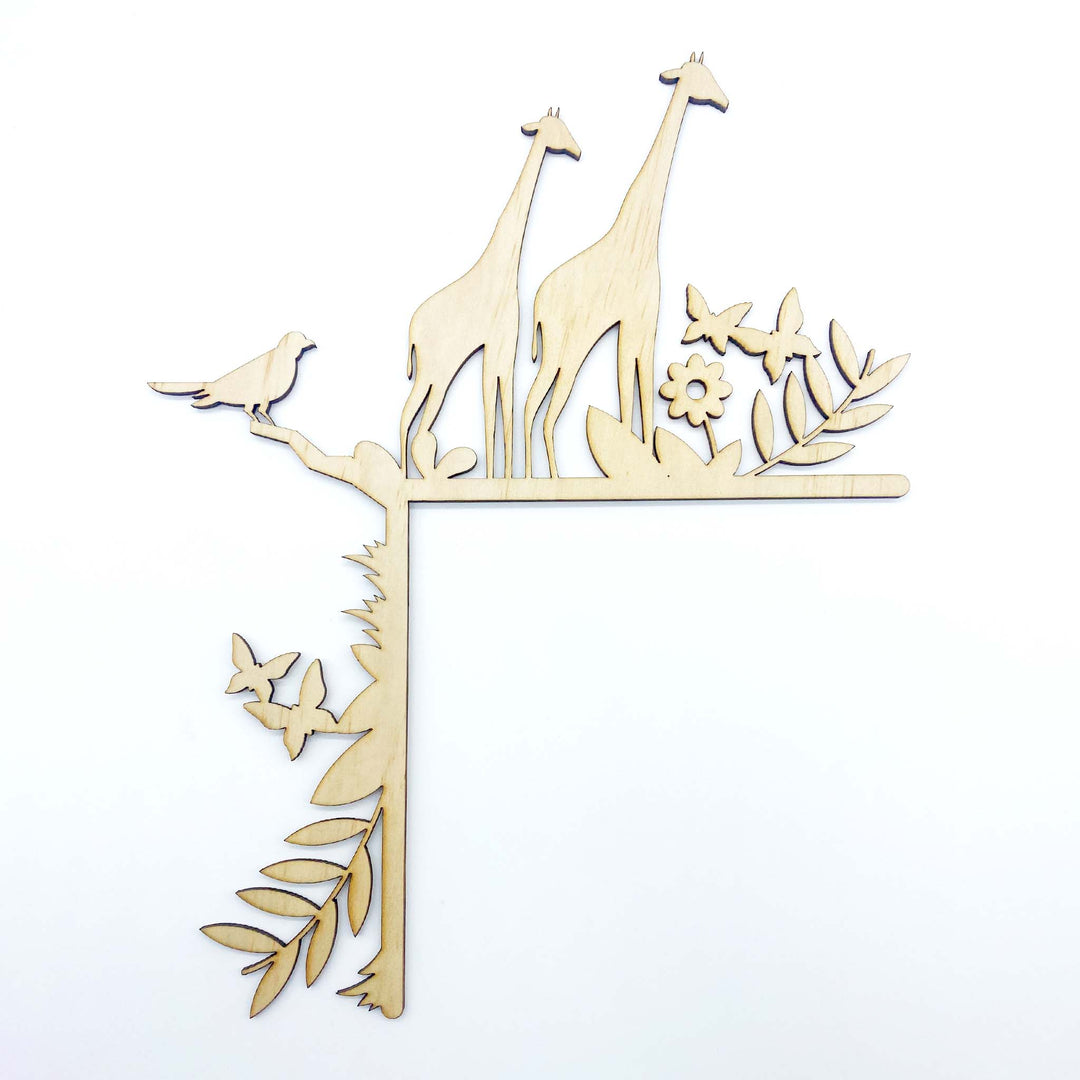 Giraffe, bird and butterflies jungle Wall Art | Window or Door Trim | Home Decor