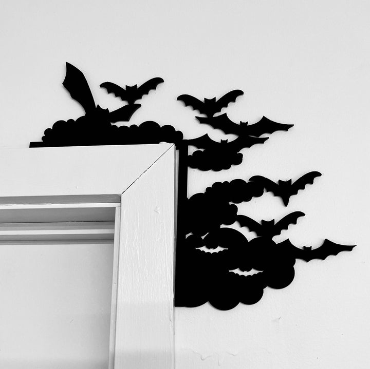 Bats in clouds door trim art