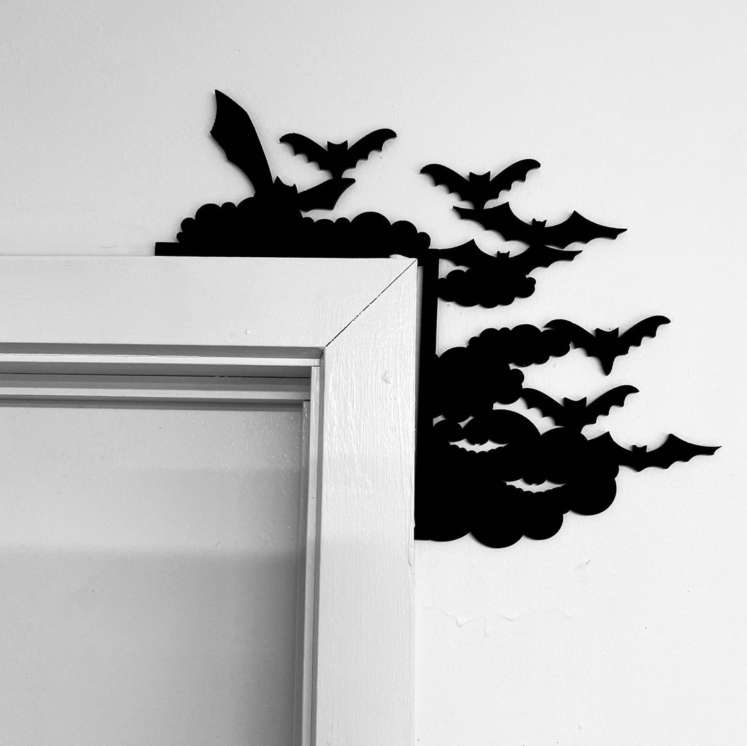 Bats in clouds door trim art